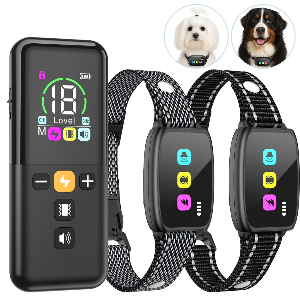 Dog Training Collar with Remote 2 Collars-Beep Collar for Dogs with 8 Sound Options Shock Vibration 2600Ft Remote Control Safe Keyboad Lock