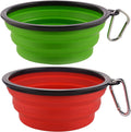 Large Collapsible Dog Bowls, 34Oz Travel Water Food Bowls Portable Foldable Collapse Dishes with Carabiner Clip, 2 Pack (Green+Red)