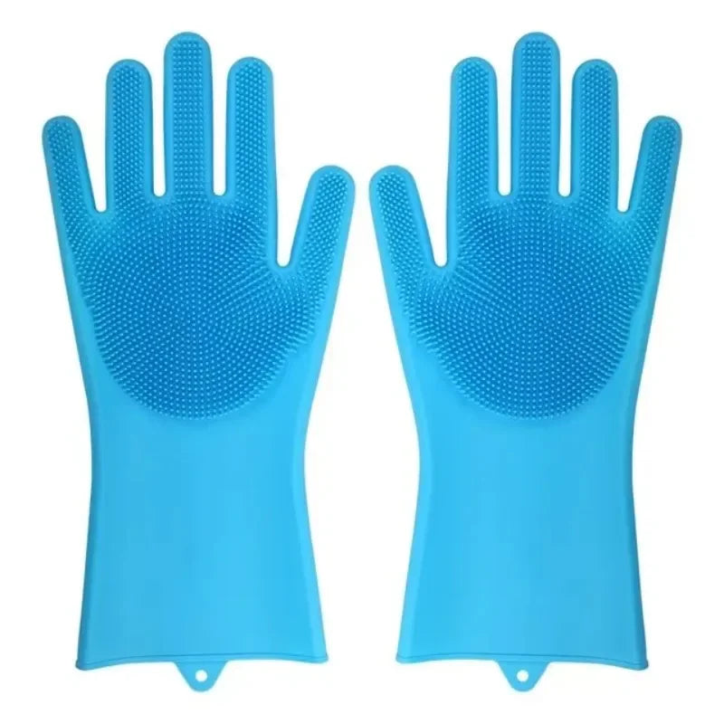 Magic Silicone Dishwashing Gloves, Multifunctional Kitchen Cleaning Scrubber Gloves for Household Use