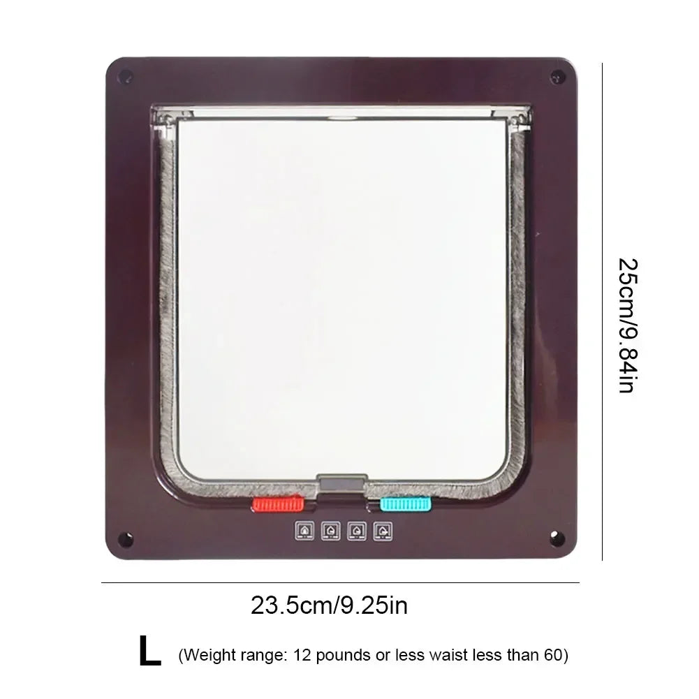 Cat Flap Door with 4 Way Security Lock ABS Plastic Gate Puppy Kitten Safety In/Out Dog Cat Flap Door Kit Small Pet Supplies