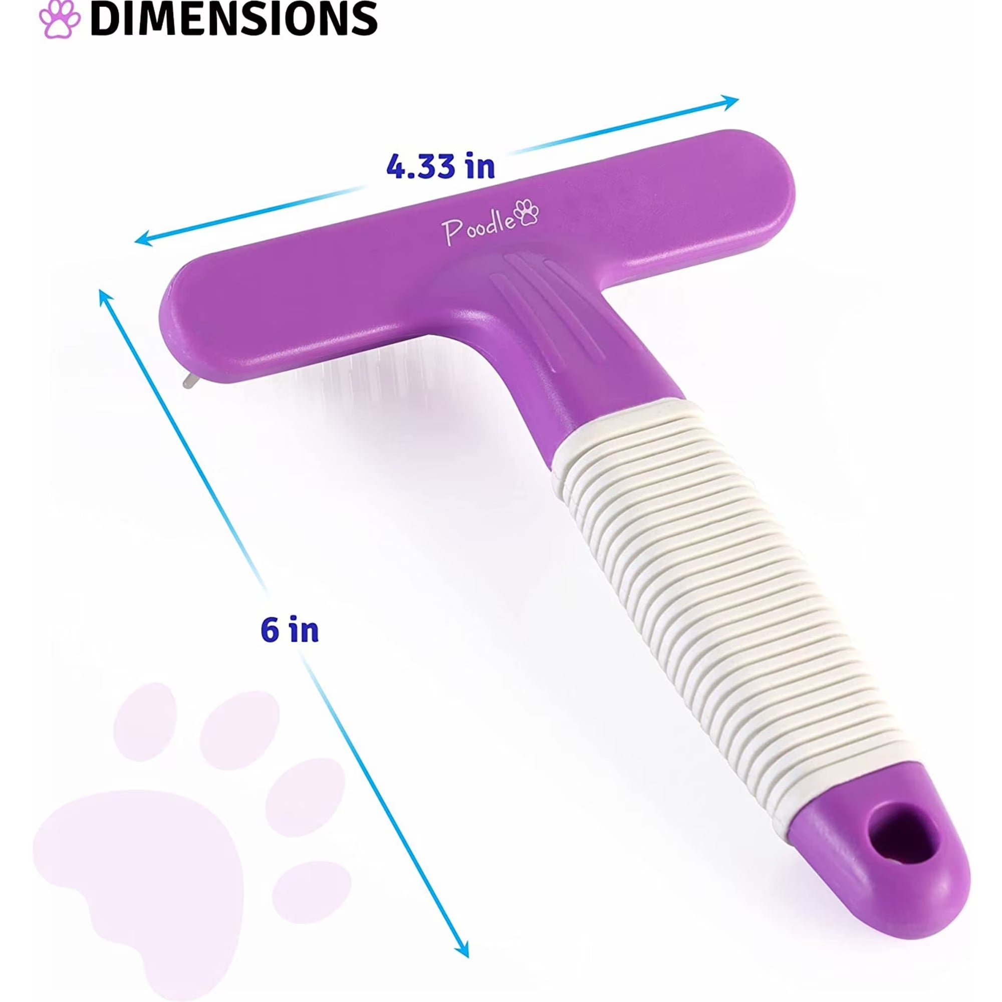 Poodle Pet Stainless Steel Dog Dematting Comb Undercoat Rake Grooming Brush, Purple