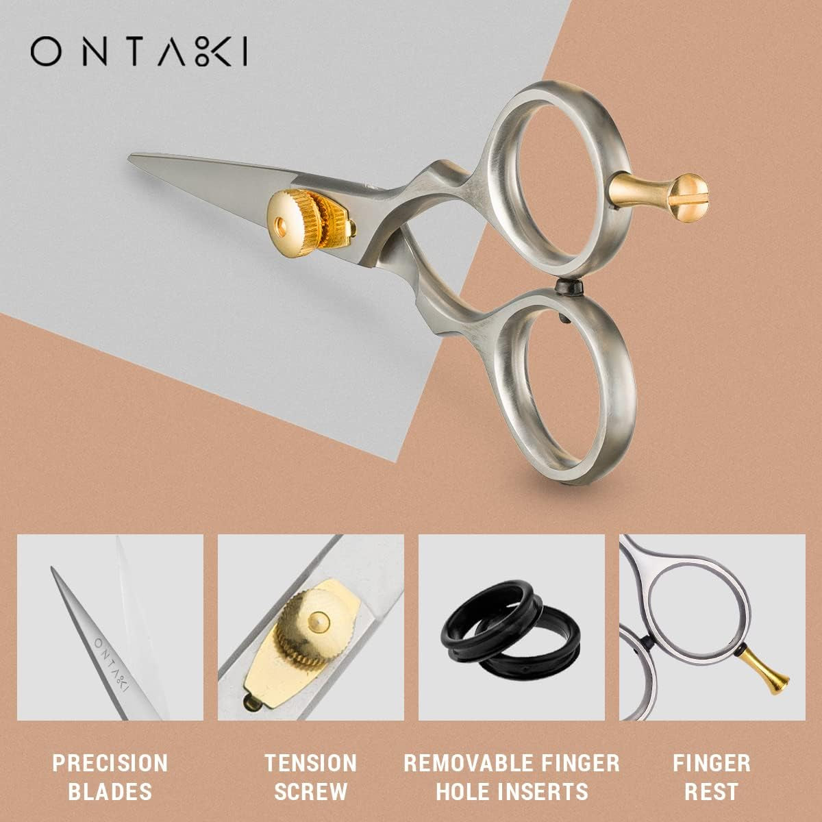 Beard & Mustache Scissors for Men - 5.5" Japanese Steel, Silver - Precision Sharp Blades, Ergonomic Finger Rest & Adjustable Tension Screw for Perfect Trimming - Beard Grooming Scissors