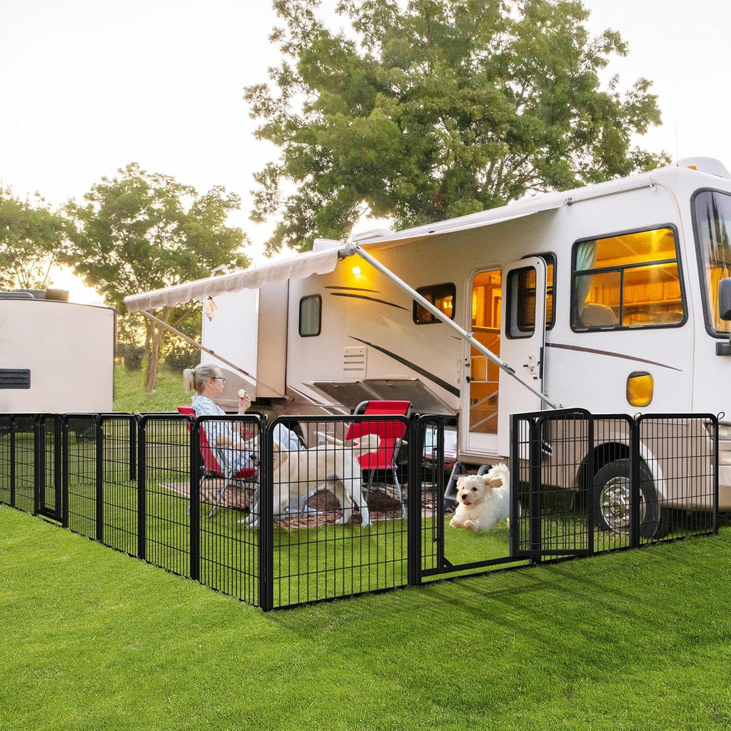 Dog Playpen Outdoor, 32 Inch 16 Panels Dog Pen Indoor Heavy Duty Puppy Exercise Pen Metal Pet Fence for RV Camping/Yard/Garden