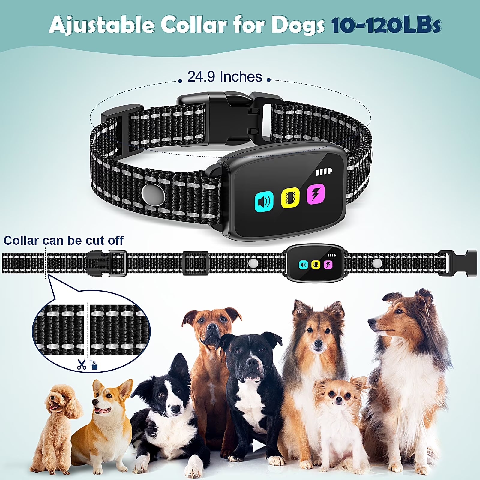 Dog Training Collar with Remote 2 Collars-Beep Collar for Dogs with 8 Sound Options Shock Vibration 2600Ft Remote Control Safe Keyboad Lock