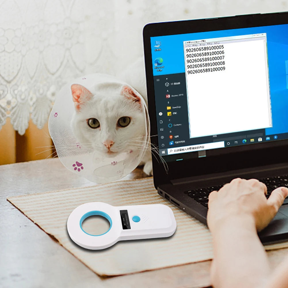 Handheld Pet Microchip Scanner Reader Bluetooth-Compatible EMID FDX-B(ISO11784/85) Animal Chip Scanner OLED Display Rechargeable