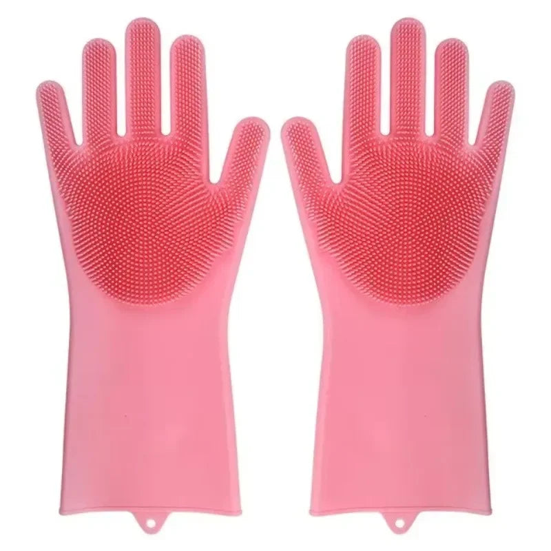 Magic Silicone Dishwashing Gloves, Multifunctional Kitchen Cleaning Scrubber Gloves for Household Use