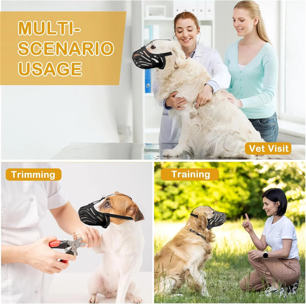 Dog Muzzle, Soft Breathable Dog Muzzles Suitable Dogs, Adjustable Basket Muzzles Prevents Chewing and Biting for Grooming Trimming Training