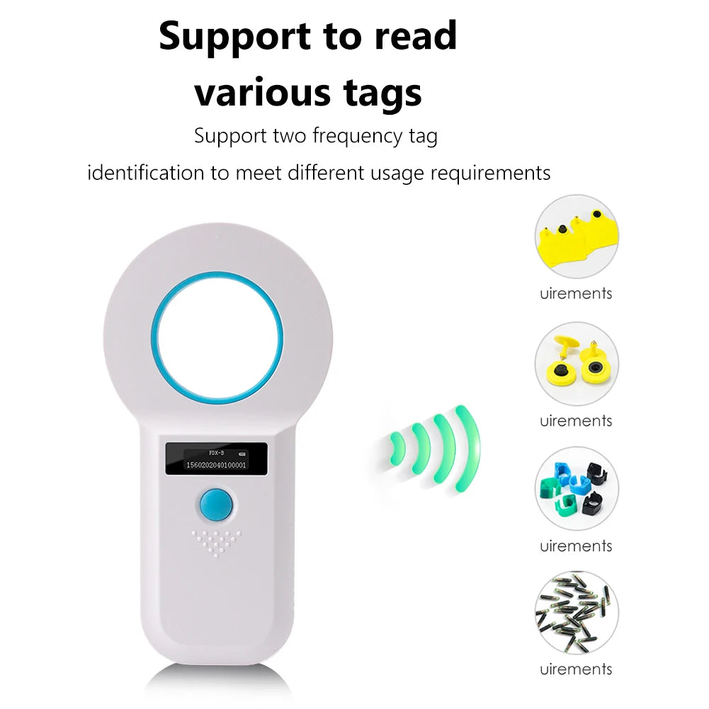 Handheld Pet Microchip Scanner Reader Bluetooth-Compatible EMID FDX-B(ISO11784/85) Animal Chip Scanner OLED Display Rechargeable