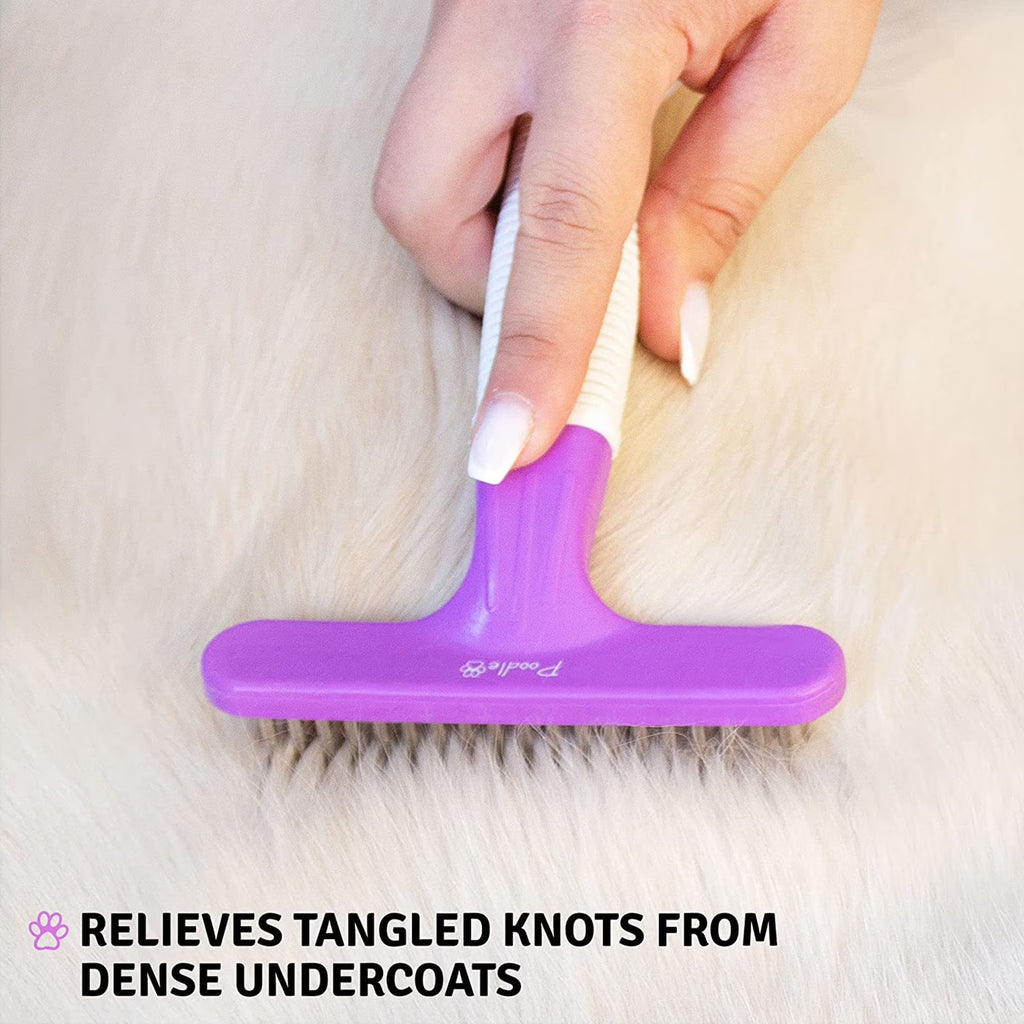 Poodle Pet Stainless Steel Dog Dematting Comb Undercoat Rake Grooming Brush, Purple