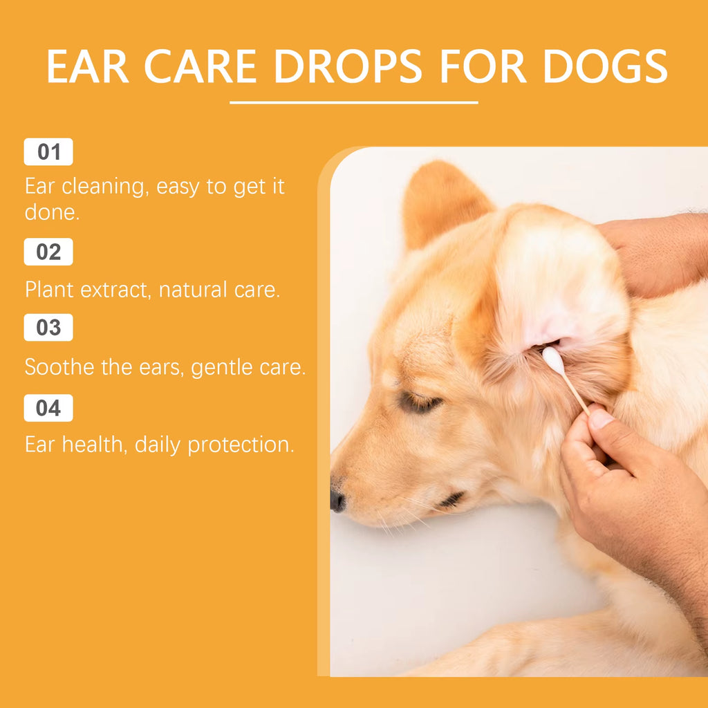 Dog Ear Care Drops Relieve Itching Dandruff Reduce Odor Anti-Fungals Earwax Remover No Irritating Pet Ear Cleaner Liquid 60Ml