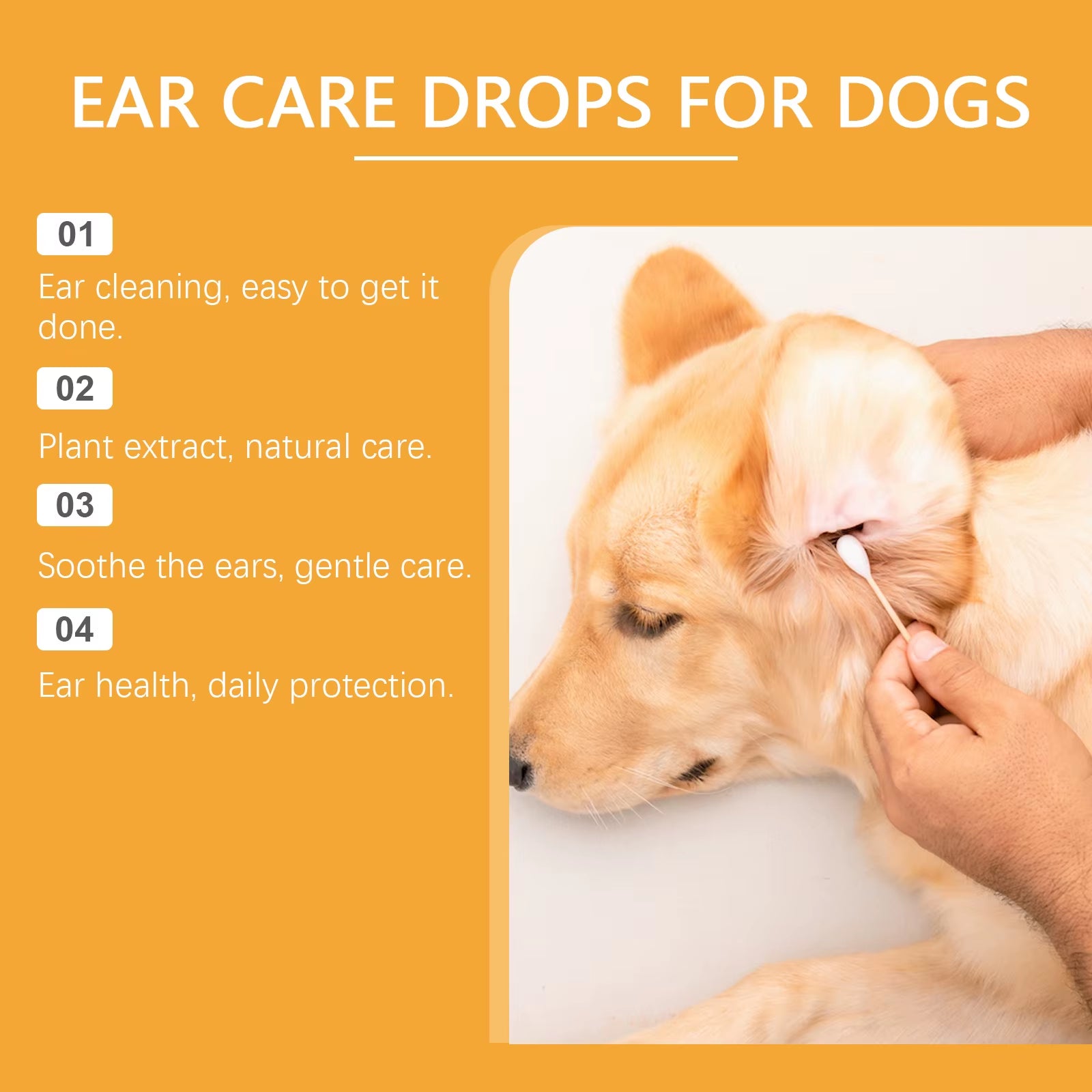 Dog Ear Care Drops Relieve Itching Dandruff Reduce Odor Anti-Fungals Earwax Remover No Irritating Pet Ear Cleaner Liquid 60Ml