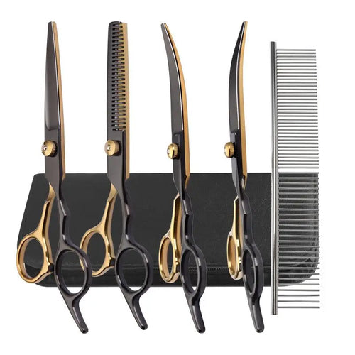 6.5 Inch Pet Grooming Scissors Kit Cat Hair Thinning Shear Pet Scissors Set Blackgold Dog Scissors
