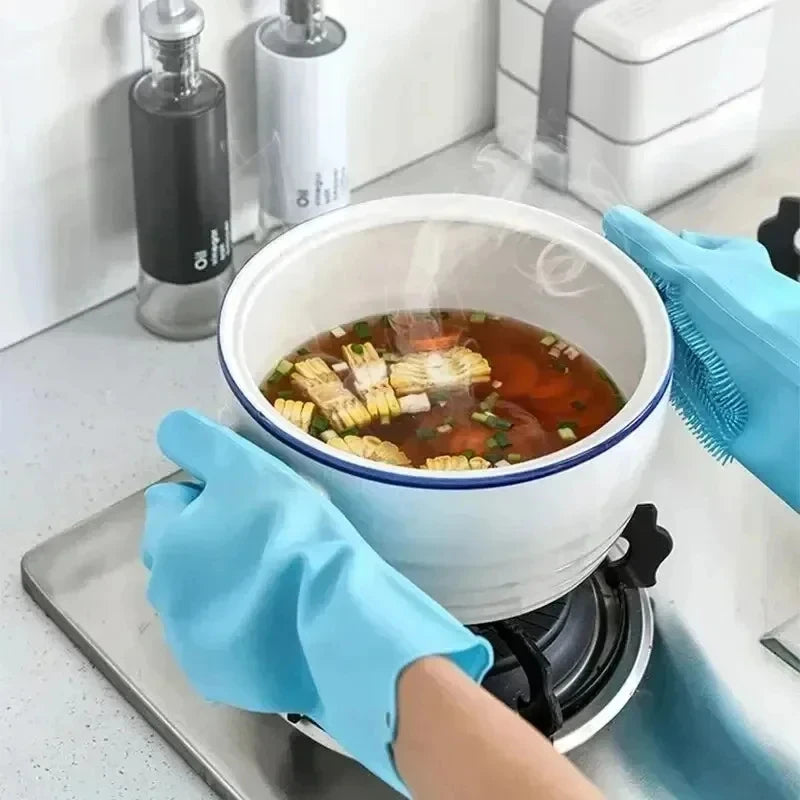 Magic Silicone Dishwashing Gloves, Multifunctional Kitchen Cleaning Scrubber Gloves for Household Use